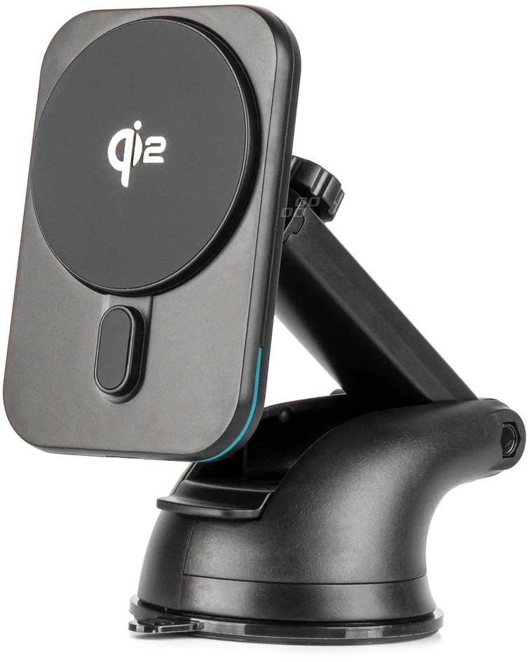 Magnetinis belaidis automobilinis įkroviklis Qi2 15W – prie lango/prietaisų skydelio AMIO-04181