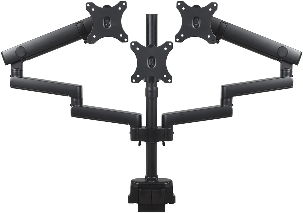 Uchwyt „Maclean“ stalo laikiklis 3 LCD monitoriams, VESA 75x75 ir 100x100, 2x USB 3.0, 17–27", 3x7 kg, MC-811
