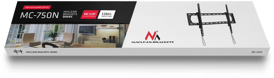 Maclean televizoriaus arba monitoriaus laikiklis, maks. VESA 900x600, 60-120", 120 kg, juoda, MC-750N