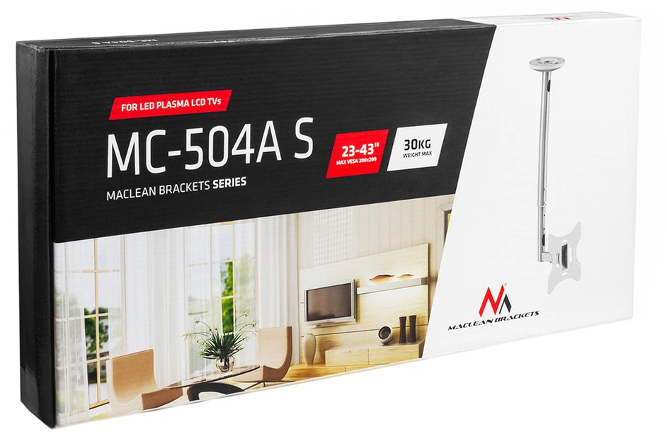 Laikiklis Montavimo sienelė televizoriui Maclean MC-504S (lubos, rotacinis, pakreipiamas - 42", maks. 30kg)