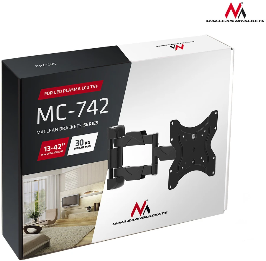 MACLEAN MC-742 universalus sieninis laikiklis 13-42", 25 kg, LED/LCD