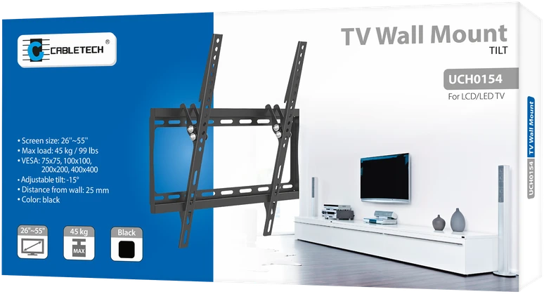 Cabletech Laikiklis sieninis pakreipiamas TV 32-55" (maks. 35kg)