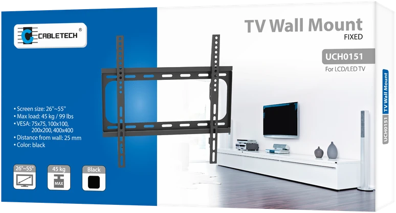 Cabletech Laikiklis sieninis fiksuotas TV 32-55" (maks. 40kg)