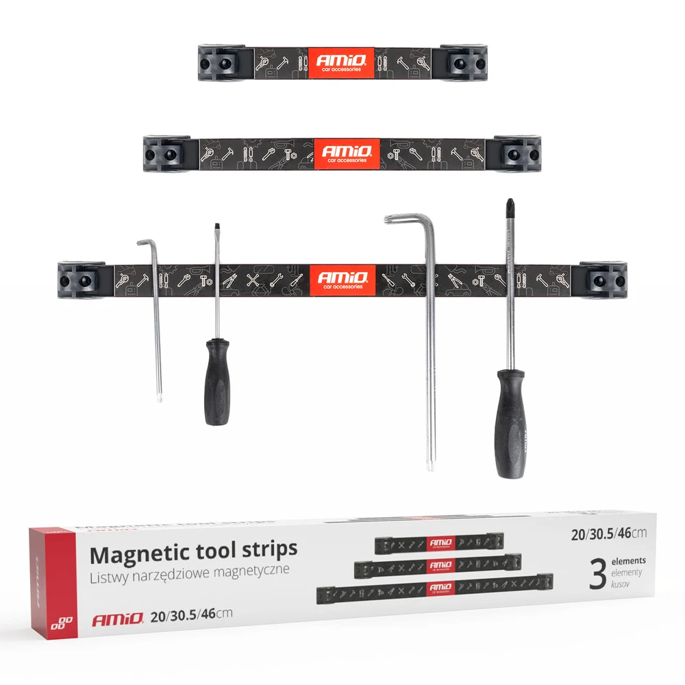 Magnetinės juostos įrankiams, rinkinys 3 vnt. (20 cm, 30,5 cm, 46 cm) AMIO-04263