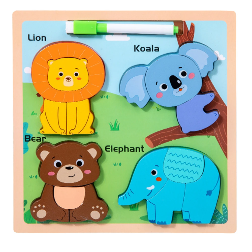 Lean Toys Medinė edukacinė dėlionė su piešimo lenta