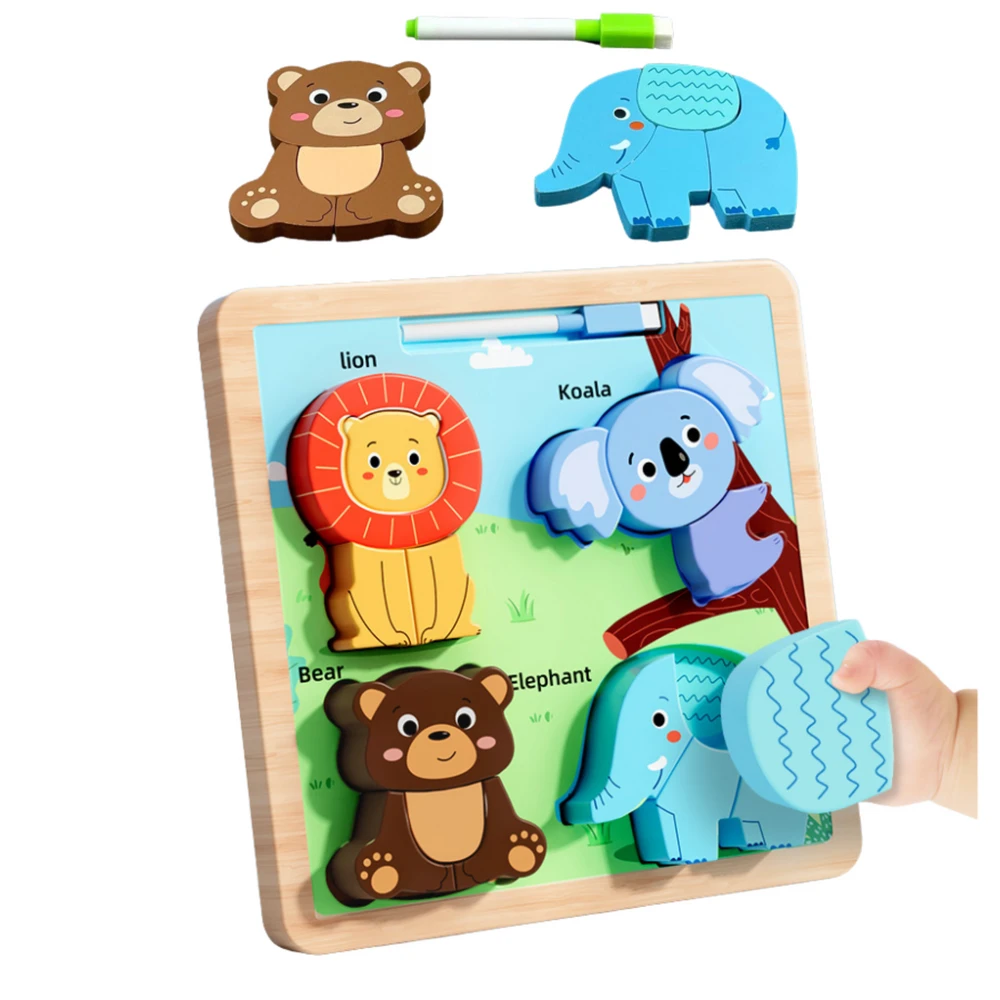 Lean Toys Medinė edukacinė dėlionė su piešimo lenta
