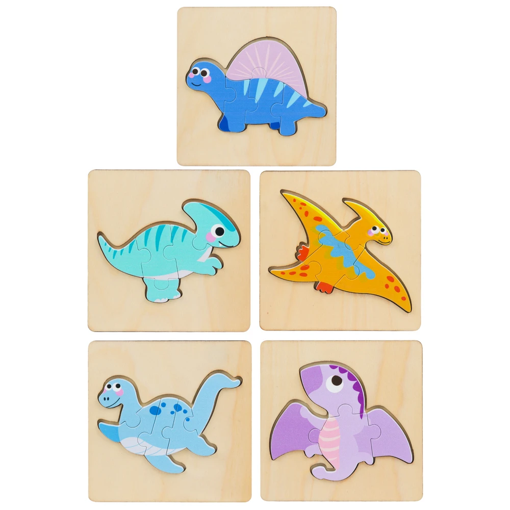 Lean Toys Medinė dėlionė su dinozaurų motyvu