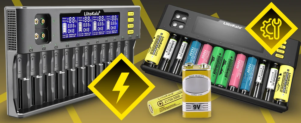 Uniwersalna Universali Universalus AA AAA baterijų įkroviklis, 12 kanalų, LCD ekranas - ER1156