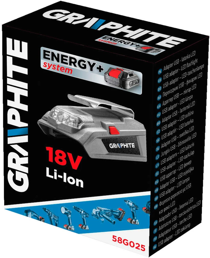 Graphite USB adapteris – „Energy+“ LED žibintuvėlis, be baterijos