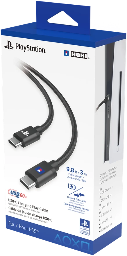 USB-C įkrovimo laidas žaidimų konsolėms, skirtas „DualSense“ belaidžiam valdikliui, 3 m