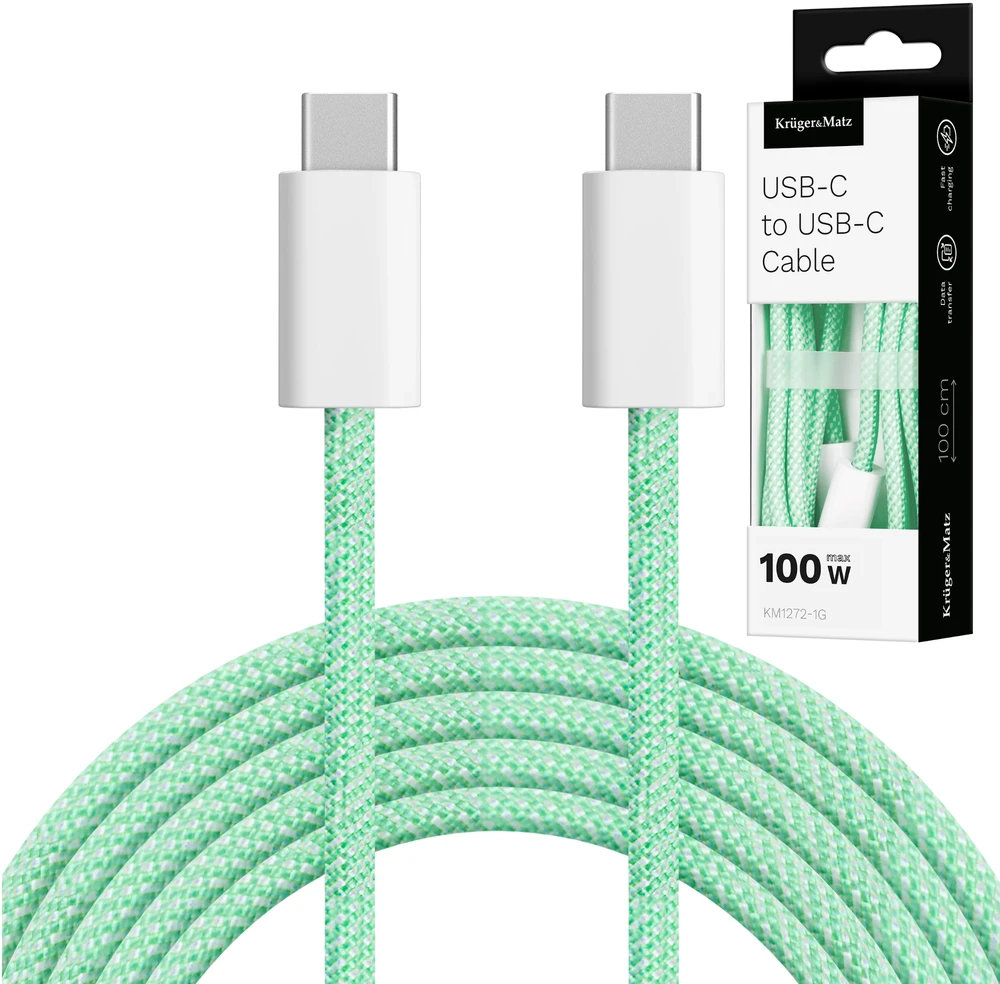 C tipo USB – C tipo USB kabelis 100 W, 1 m Žalias Kruger & Matz Basic