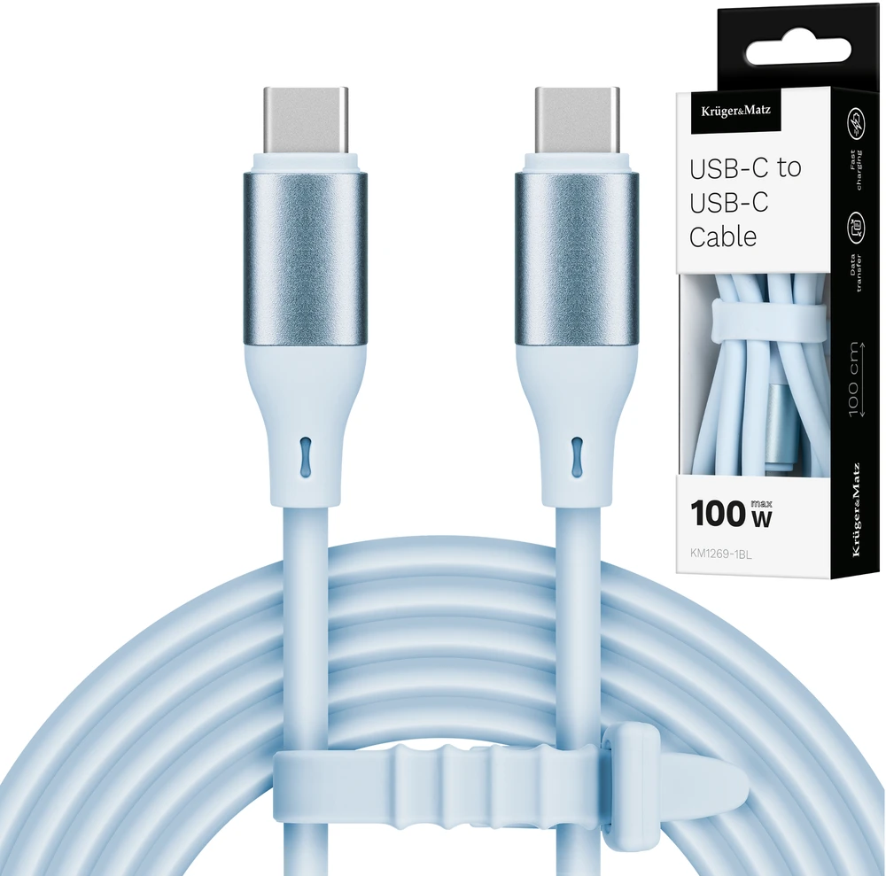 USB tipas C – C tipo USB kabelis 1 m silikono mėlynas Kruger & Matz Basic