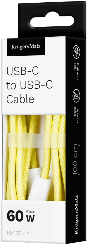 USB Type C – USB Type C laidas 60 W 1 m geltonas Kruger & Matz Basic