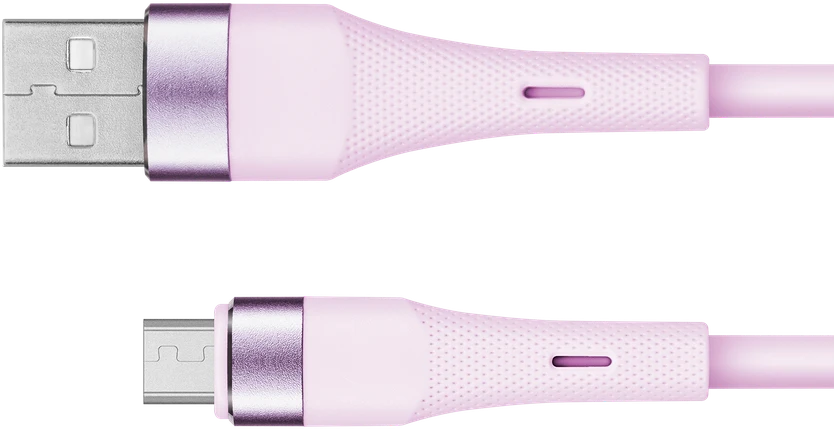 USB - microUSB kabelis 1 m silikoninis rožinis Kruger & Matz Basic