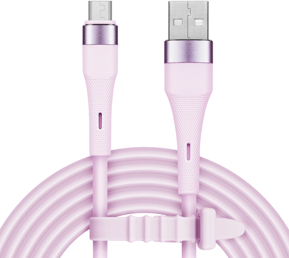 USB - microUSB kabelis 1 m silikoninis rožinis Kruger & Matz Basic