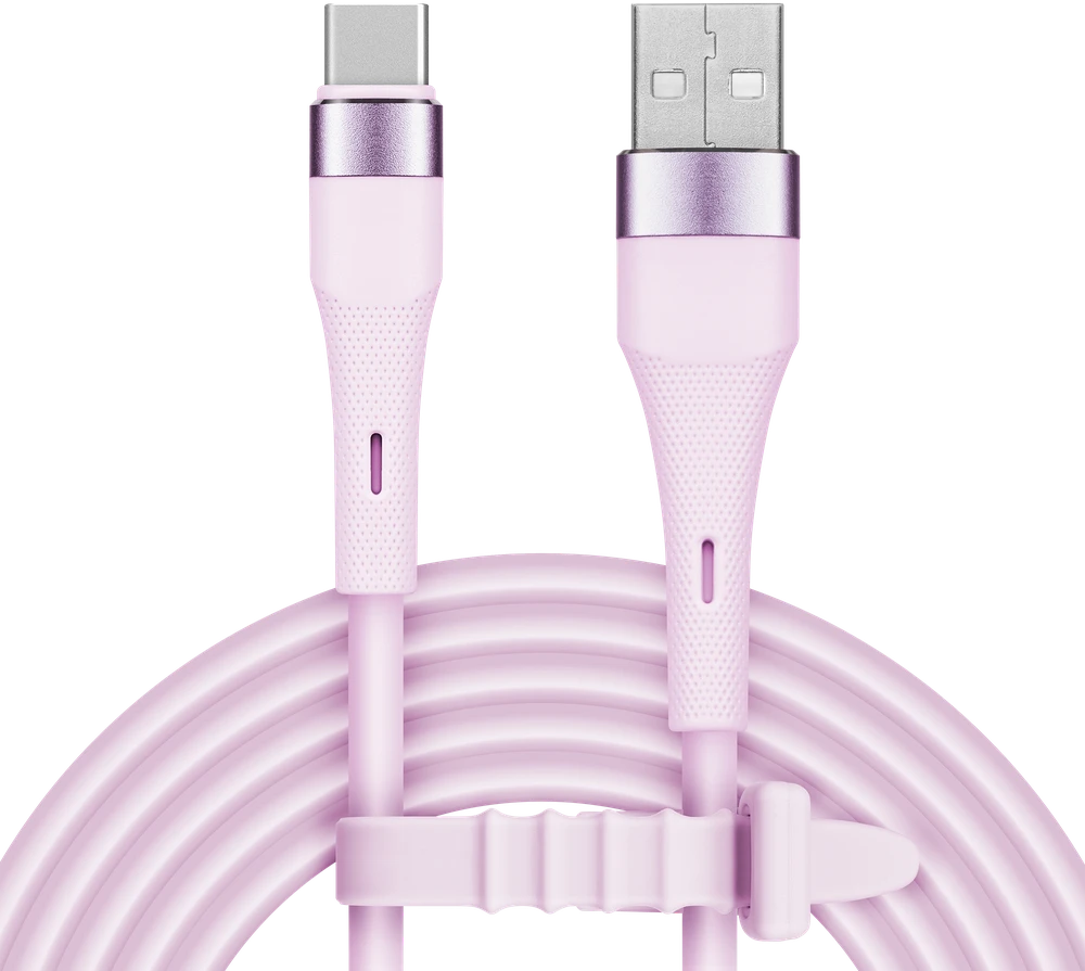 USB – C tipo USB kabelis 1 m silikoninis rožinis Kruger & Matz Basic