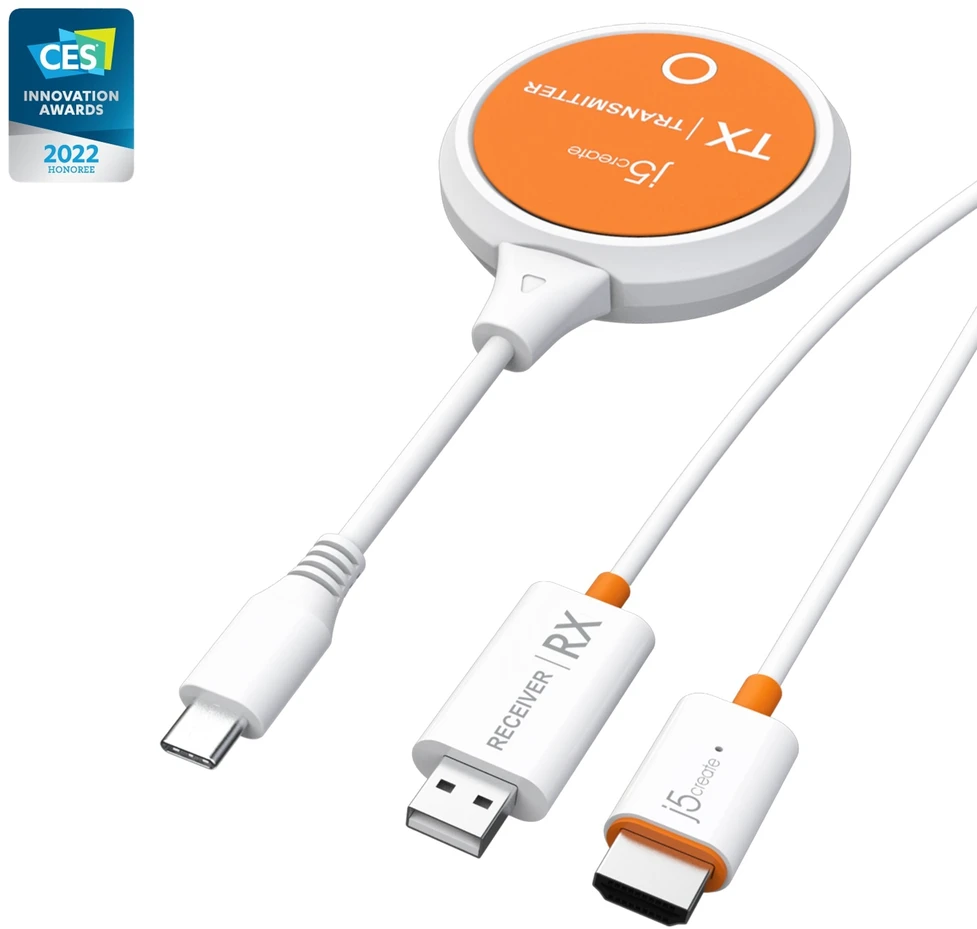 Nezatříděno J5 Create j5create JVAW62 ScreenCast USB-C® Wireless Ekranas HDMI™ Extender, Baltas and Oranžinis