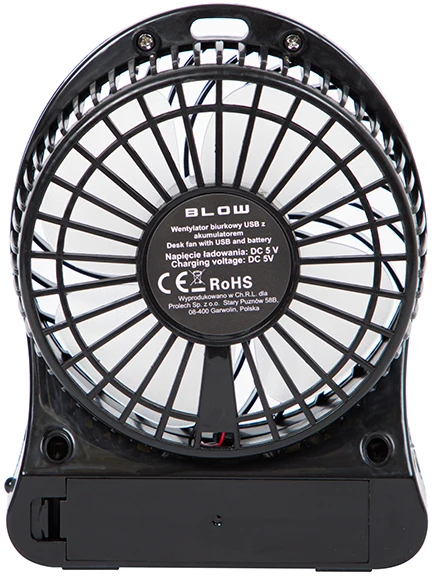 Blow Stalinis ventiliatorius 10cm USB + baterija, juoda