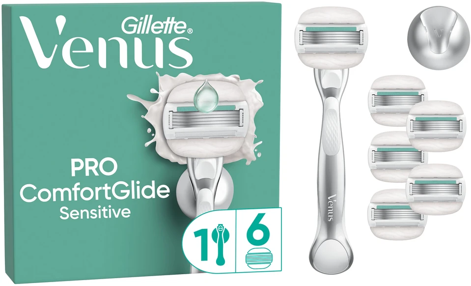 Venus – Pro ComfortGlide jautriai odai skirtas skustuvas – žalias/baltas