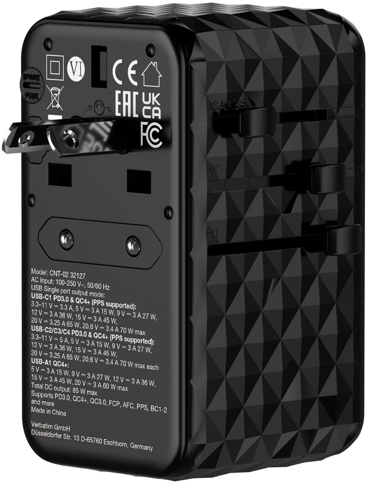 Verbatim CNT-02 Universalus Juoda AC Spartusis įkrovimas Vidaus