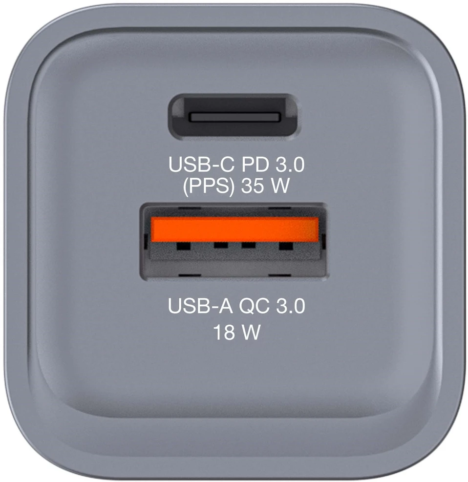Verbatim GNC-35 GaN įkroviklis, 2 prievadų, 35 W, USB-A/USB-C