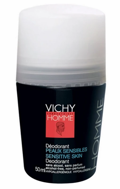 Vichy Homme Roll-on Anti-Transpirant Extra Sensitive 48H Vyriškas rutulinis dezodorantas jautriai odai, 50 ml