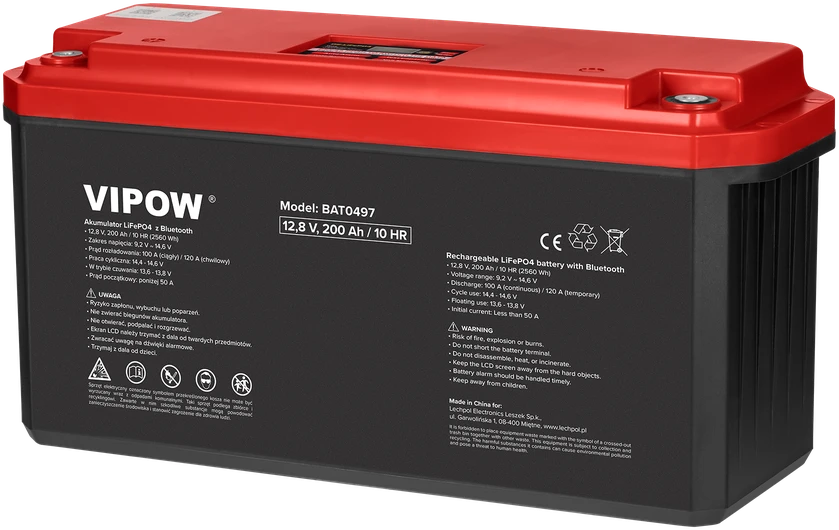 Vipow LiFePO4 Bluetooth gelio baterija 200Ah