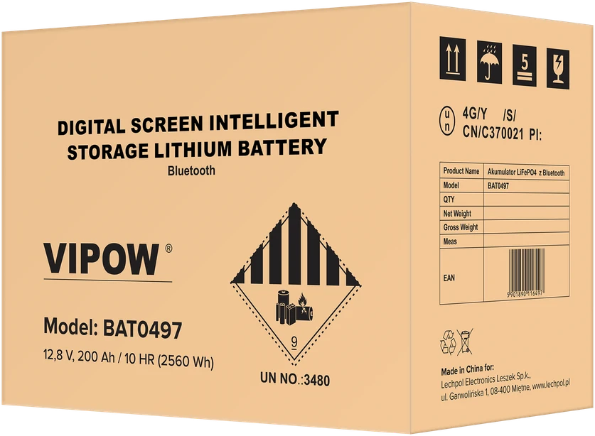 Vipow LiFePO4 Bluetooth gelio baterija 200Ah