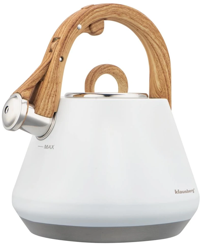 Virdulys plieno su gwizdkiem 2,5 l balta, indukcija, klausberg kb-9061