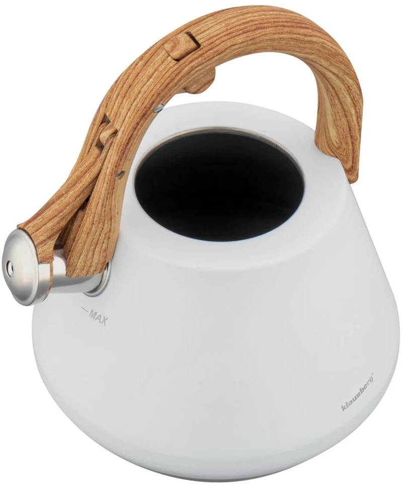 Virdulys plieno su gwizdkiem 2,5 l balta, indukcija, klausberg kb-9061