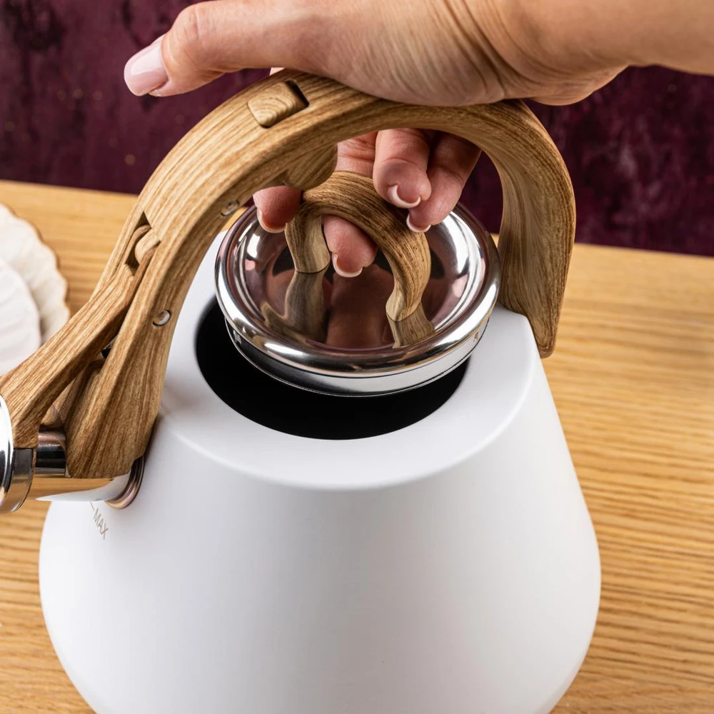 Virdulys plieno su gwizdkiem 2,5 l balta, indukcija, klausberg kb-9061