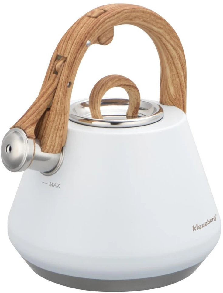 Virdulys plieno su gwizdkiem 2,5 l balta, indukcija, klausberg kb-9061