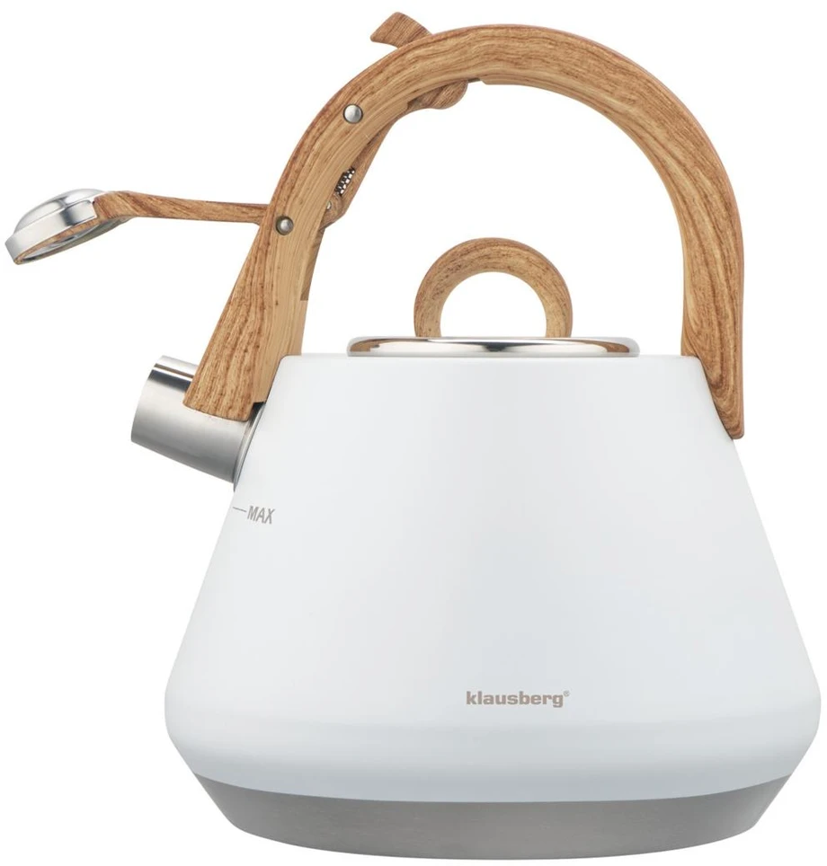 Virdulys plieno su gwizdkiem 2,5 l balta, indukcija, klausberg kb-9061