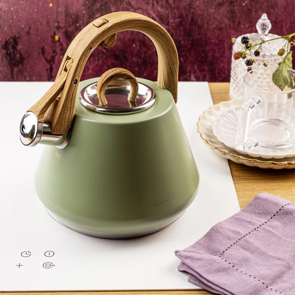 Virdulys plieno su gwizdkiem 2,5 l mėlyna, indukcija, klausberg kb-9062
