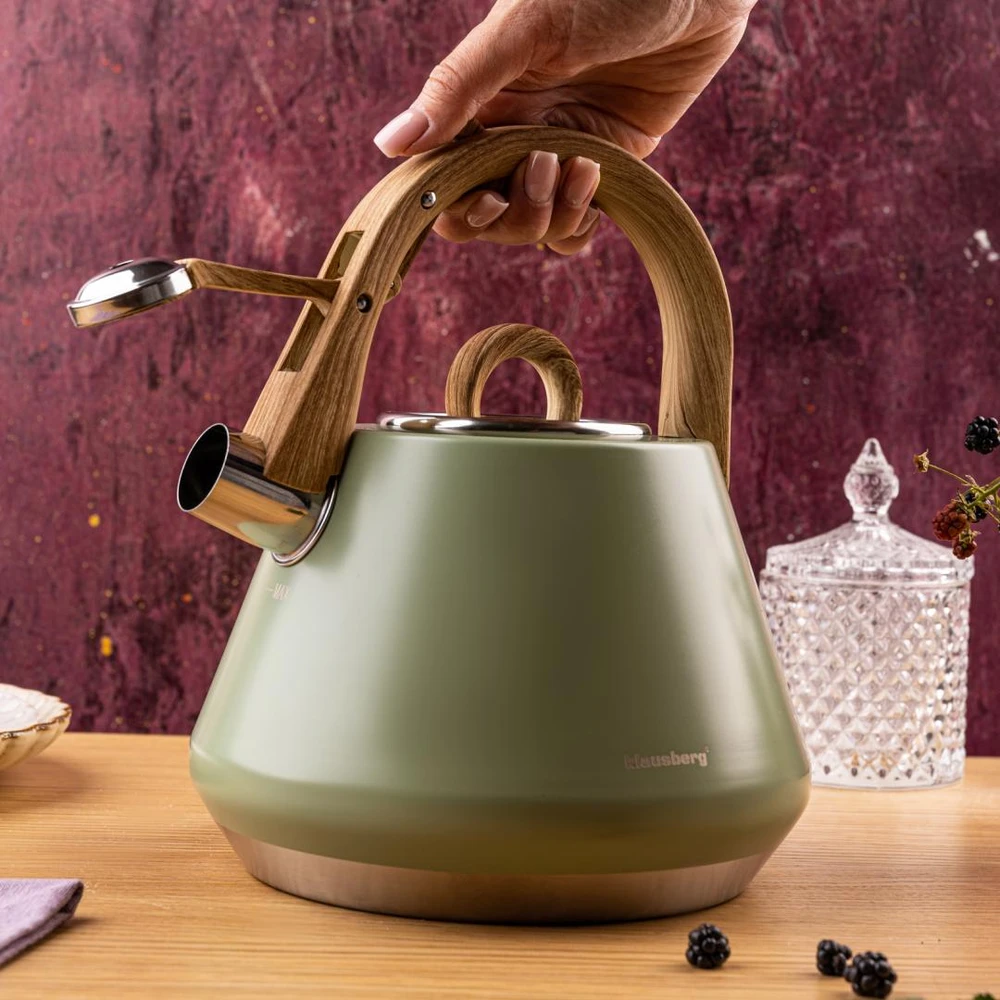 Virdulys plieno su gwizdkiem 2,5 l mėlyna, indukcija, klausberg kb-9062