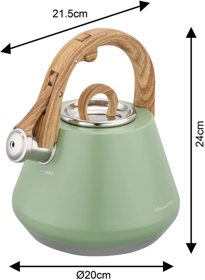 Virdulys plieno su gwizdkiem 2,5 l mėlyna, indukcija, klausberg kb-9062