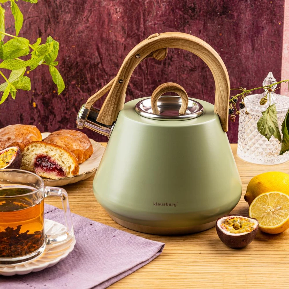 Virdulys plieno su gwizdkiem 2,5 l mėlyna, indukcija, klausberg kb-9062