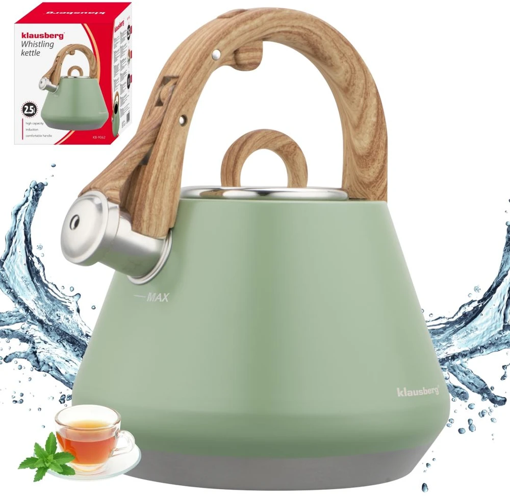 Virdulys plieno su gwizdkiem 2,5 l mėlyna, indukcija, klausberg kb-9062