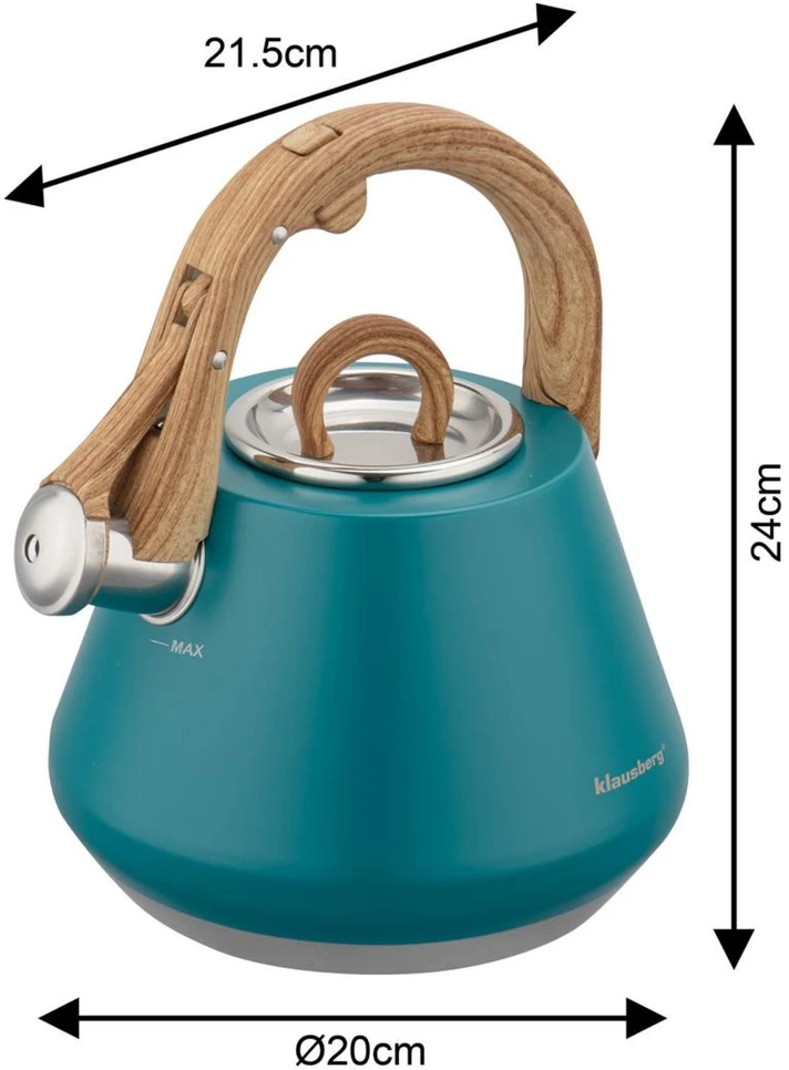 Virdulys plieno su gwizdkiem 2,5 l pistacja, indukcija, klausberg kb-9063