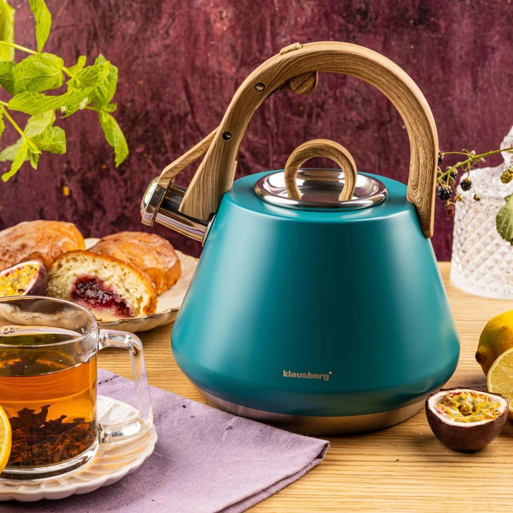 Virdulys plieno su gwizdkiem 2,5 l pistacja, indukcija, klausberg kb-9063