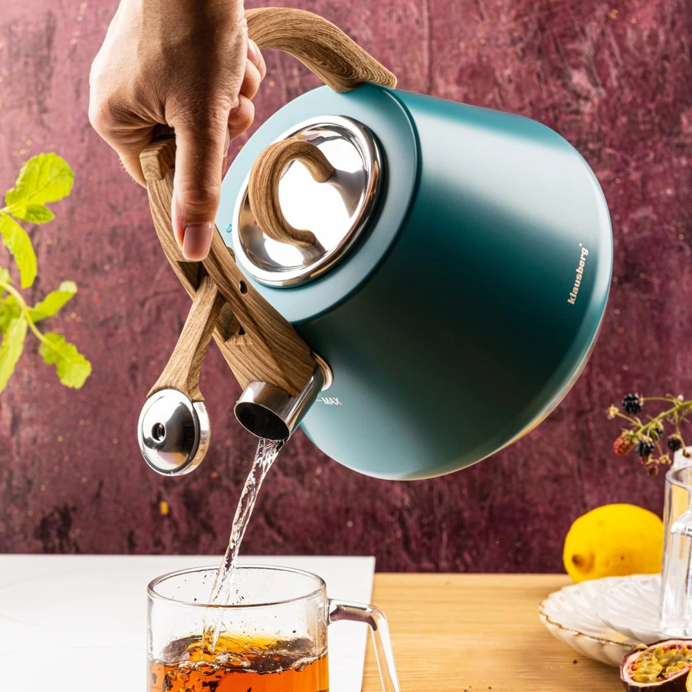 Virdulys plieno su gwizdkiem 2,5 l pistacja, indukcija, klausberg kb-9063