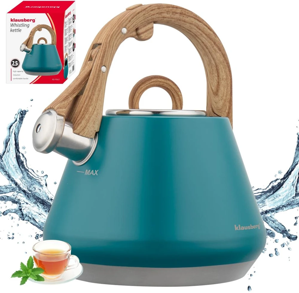 Virdulys plieno su gwizdkiem 2,5 l pistacja, indukcija, klausberg kb-9063