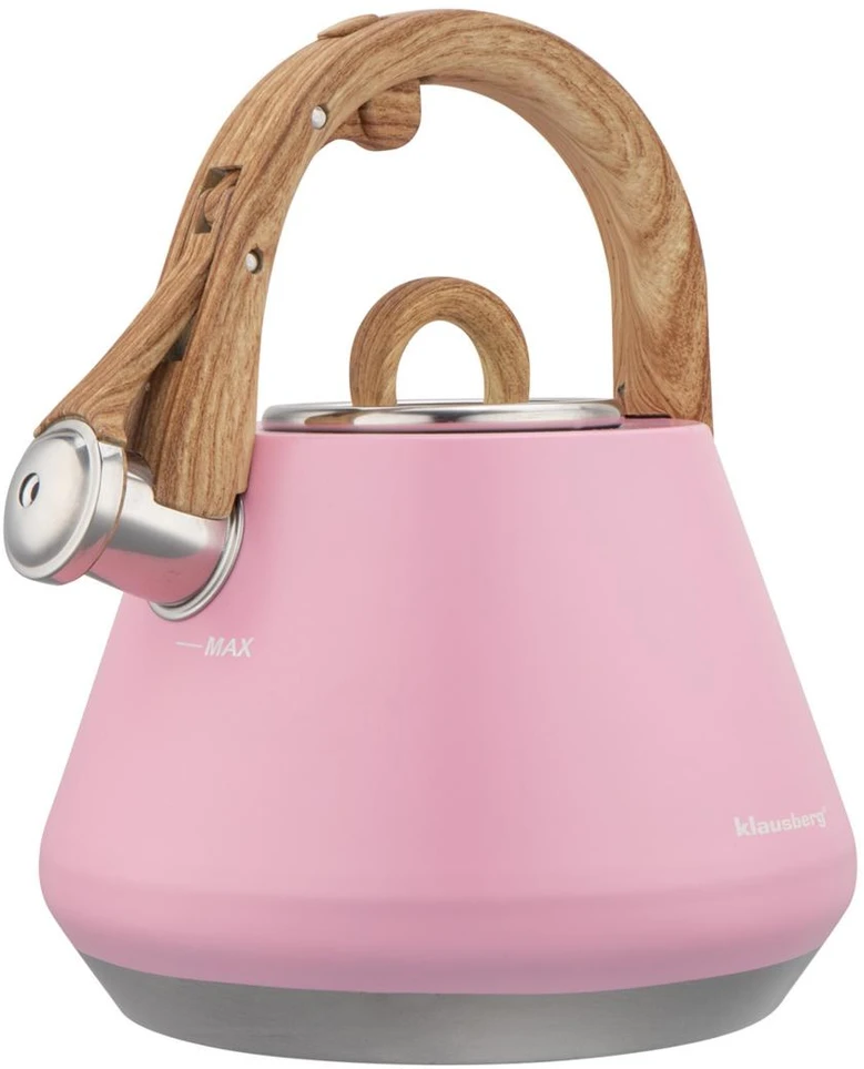 Virdulys plieno su gwizdkiem 2,5 l rožinė, indukcija, klausberg kb-9064