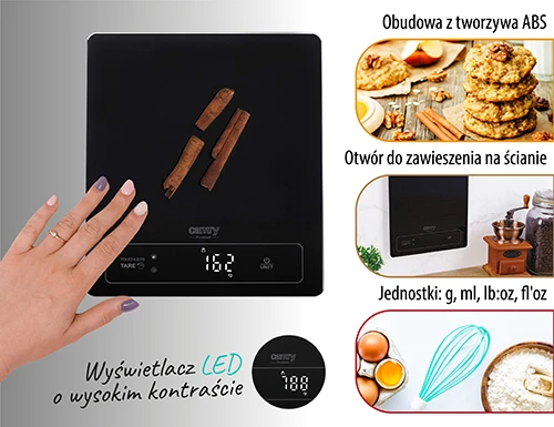 Virtuvinės svarstyklės Camry | Virtuvės svarstyklės | CR 3175 | Didžiausias svoris (talpa) 15 kg | Graduacija 1 g | Ekrano tipo LED | Juodas