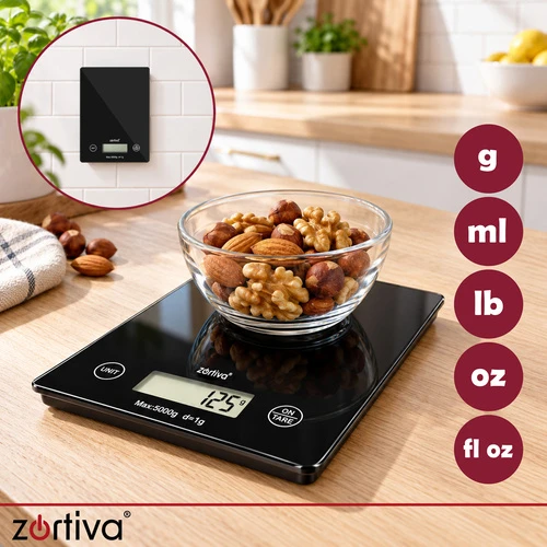 Plokščios virtuvinės svarstyklės 5000 g/1 g Zortiva