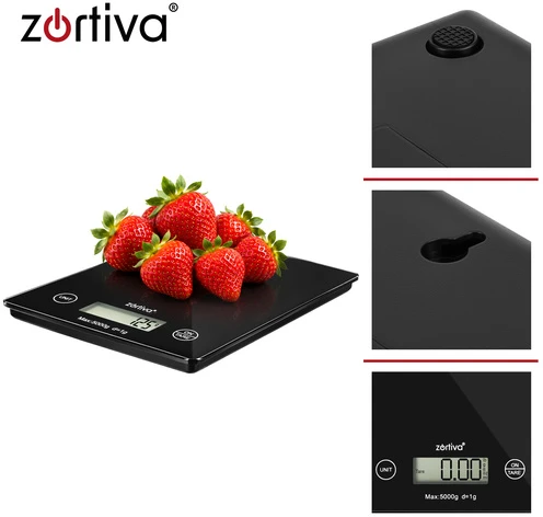 Plokščios virtuvinės svarstyklės 5000 g/1 g Zortiva