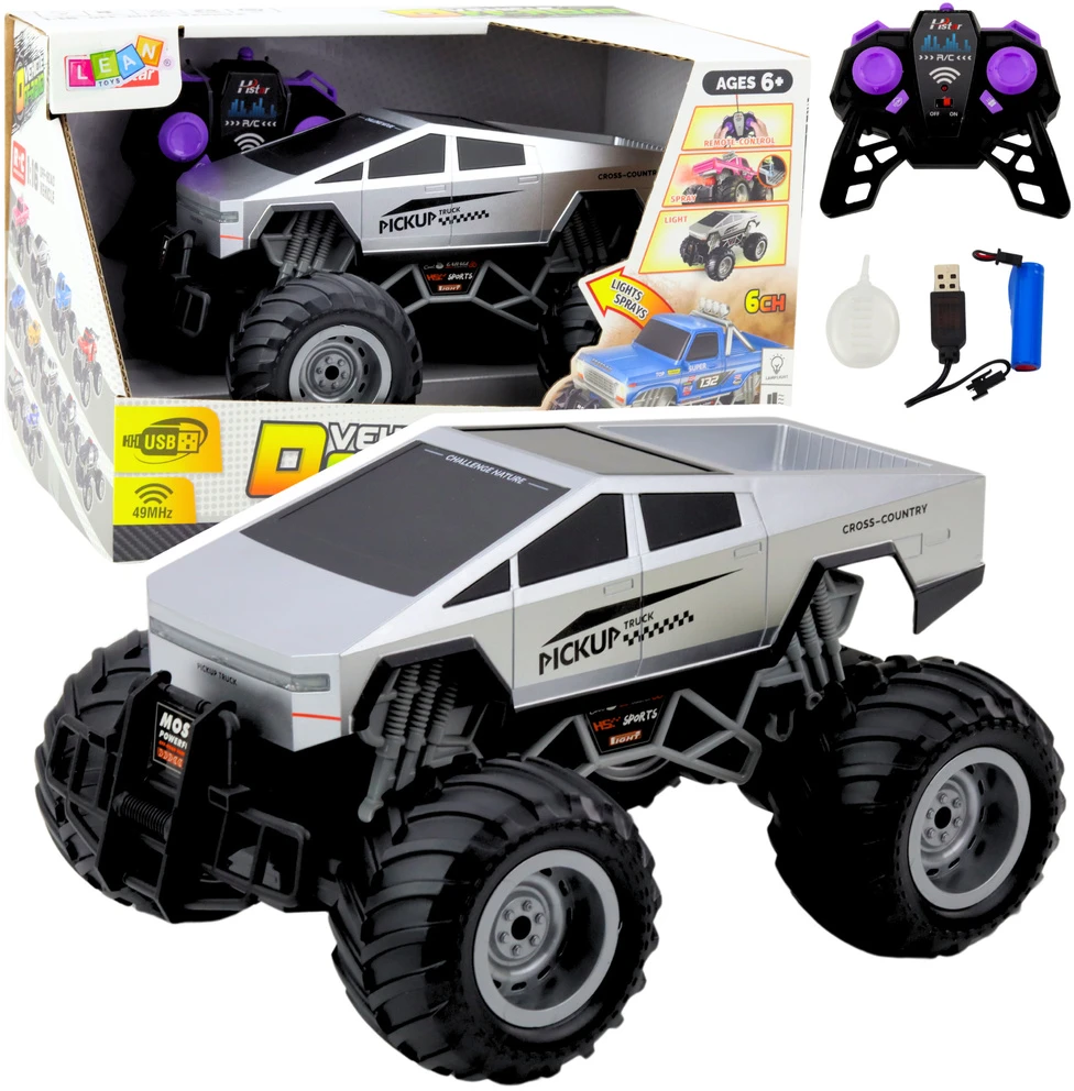Lean Toys Nuotoliniu būdu valdomas visureigis automobilis RC 1:16 sidabrinis