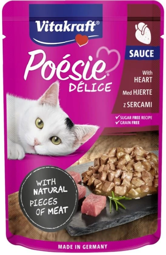 Vitakraft Chovex Sro VITAKRAFT POESIE DELICE, kačių konservuotas pašaras su širdelėmis, 85g, maišelyje