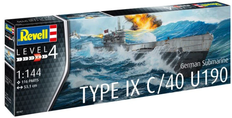 Revell – Vokietijos povandeninis laivas Type IX C/40 (U190), 1/144, 05167