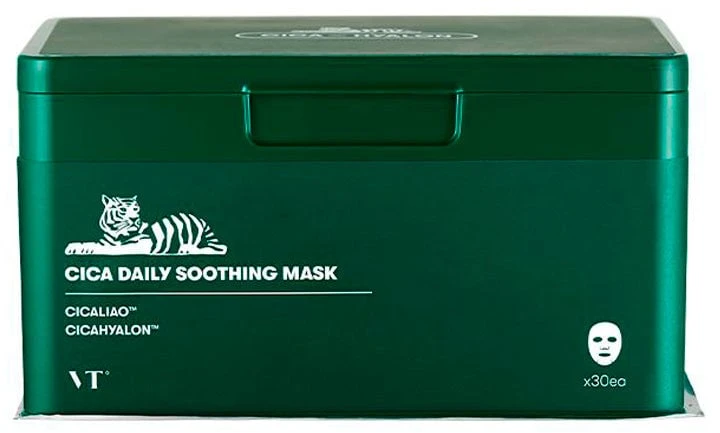VT Cosmetics Cica Daily Soothing Mask raminamųjų lakštinių veido kaukių rinkinys, 30 vnt.